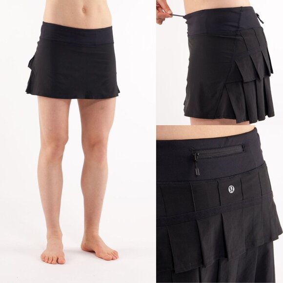 Lululemon Run Black Pace Setter Mini Skirt Size 10 - 2903 - Picture 1 of 14